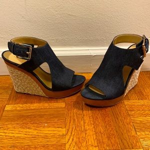 Michael Kors Blue Denim Wedges